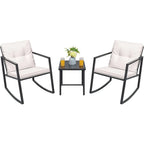 Rocking Wicker Bistro Set, Patio Outdoor Furniture Conversation Sets with Porch Chairs